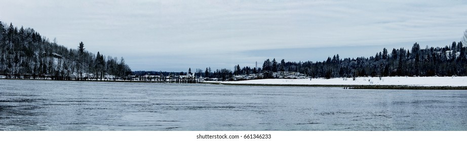 Stave River Panorama View In Winter, Mission Canada