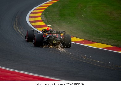 STAVELOT, BELGIUM - August 26, 2022: Sergio Perez, From Mexico Competes For Red Bull Racing. Practice, Round 14 Of The 2022 F1 Championship.