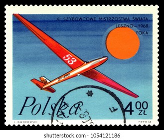 STAVROPOL, RUSSIA - March 23, 2018: a stamp printed by Poland  shows image Glider Seal, series Leszno - 1968, circa 1968