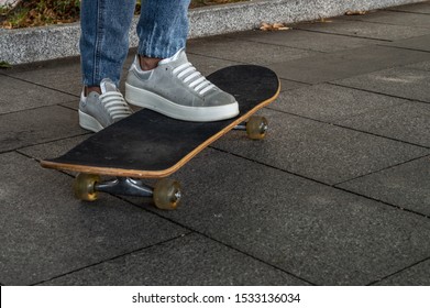 staying at skateboard concrete walkway