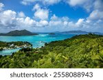 Ste Anne Bay, Island Praslin, Republic of Seychelles, Africa.
Ste Anne Bay with Round Island on the right, Island La Digue and Felicite in the background, Seychelles.