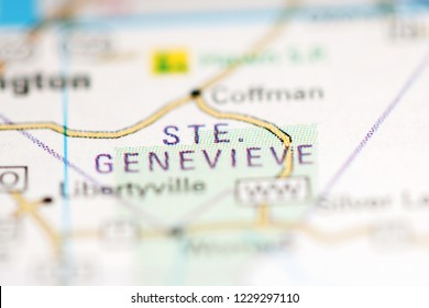 Ste. Genevieve. Missouri. USA On A Geography Map