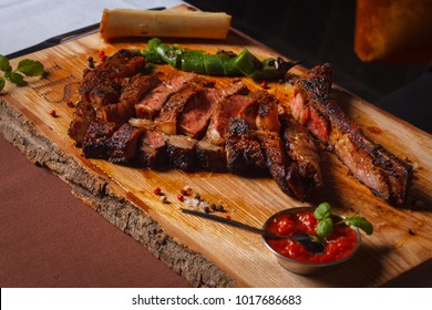 Steak Cowboy On A Plate In Restaurant