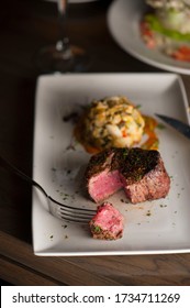 Steak Dinner Or Surf N’ Turf. Steakhouse Entree Served With Wedge Salad And Lobster. Grass-fed Skirt Steak, Grilled To A Medium Rare, Served W/ Side Dishes. Classic American Steakhouse Favorite.