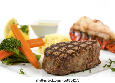 Steak And Lobster With Vegetables