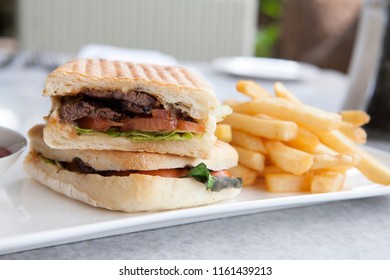 Steak Panini And French Fries