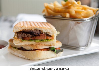 Steak Panini And French Fries