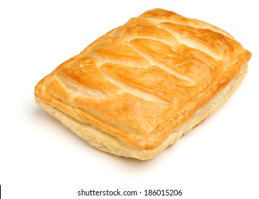 Steak Pastry Slice On White Background.