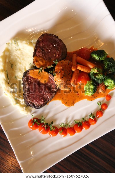 Steak Polenta Madbi Mandi Arabic Food Stock Photo Edit Now