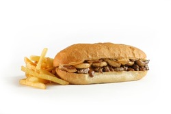 Steak Sandwich With Mushroom  French Fries 