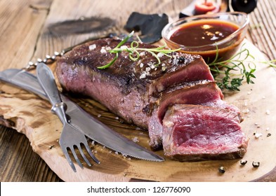 steak with sauce