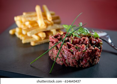 Steak Tartar With Chips Potato