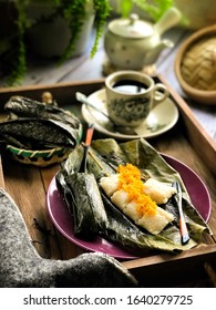 Steam Glutinous Rice Wrapped In Leaf Also Known As Kelupis Daun Nyirik Popular In Bornea,Sabah,sarawak Or Brunei.