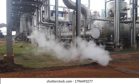 Steam leakage in boiler plant, refinery industrial plant - Shutterstock ID 1796493277