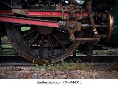 steam locomotive geared wheels close-up