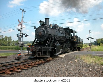 A Steam Locomotive At Lahaska, PA On The New Hope And Ivyland Railroad.