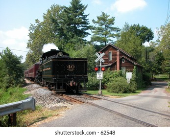 A Steam Locomotive At New Hope, PA On The New Hope And Ivyland Railroad.