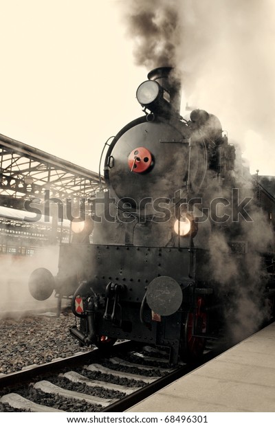 Steam Locomotive Railway Station Wrapped Cloud Stock Photo 68496301 ...