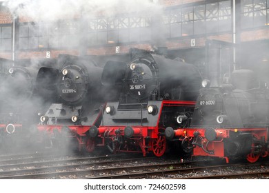 Steam Locomotives At The Roundhouse