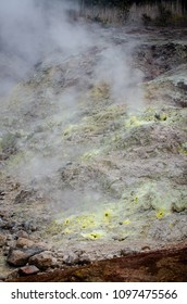 Steam From Mount Kilauea Rising From Vents In The Ground In Volcanoes National Park, Big Island, Hawaii