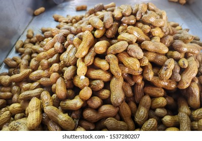 A steam peanuts closeup with selective focus.