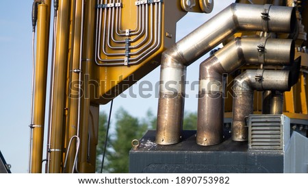 Steam pipes engine room upper deck steam ship. Stock photo © 