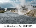 Steam rising over Firehole River, from Grand Prismatic Spring in