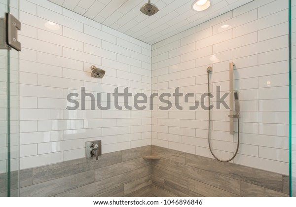 Steam Shower Modern White Subway Tile Stock Photo Edit Now