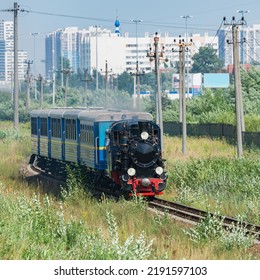 Steam Train Of Childrens Railway. Saint Petersburg. Russia.