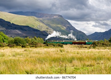 Steam Train In Llamberris, Snowdonia, Wales