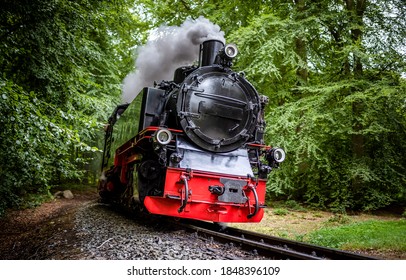 Steam Train Locomotive On Railroad Ride