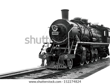 Steam train on a white.