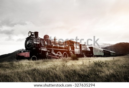 Steam Train In A Open Countryside Transportation Concept