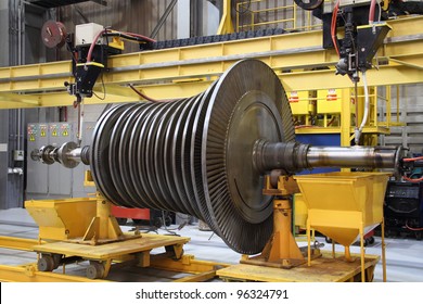 Steam Turbine Being Worked On In An Industrial Manufacturing Factory