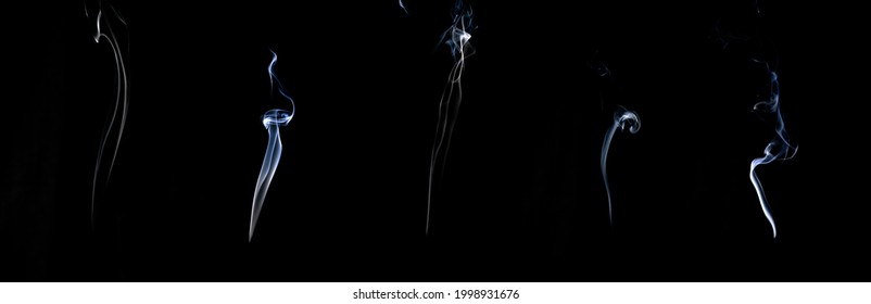 Steam Vapor Set. Blur Abstract Fog, White Smoke Group Or Steam Mist Cloud Isolated On Black Background. Realistic Dry Ice Smoke Clouds Fog Overlay Perfect