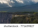 Steam vents and sulphur banks at Hawaii volcanoes national park on the big island of Hawaii - see Maunaloa slopes in the background