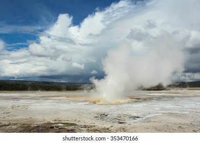 Steamboat Geyser In Yellowstone National Park