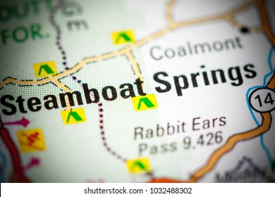 Steamboat Springs. Colorado. USA On A Map.