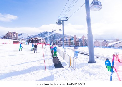 Steamboat Springs, Colorado, USA-December 8, 2018 - Learning Ski Hill For Alpine Skiing.