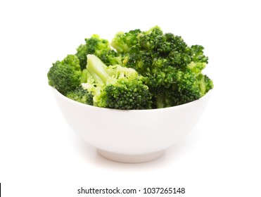 Steamed Broccoli Isolated On A White Background