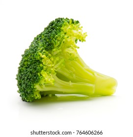 Steamed Broccoli Isolated On White Background One Piece
