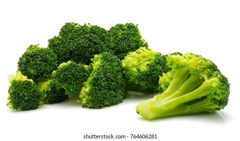 Steamed Broccoli Isolated On White Background A Lot Of
