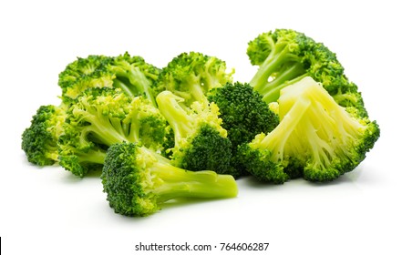 Steamed Broccoli Isolated On White Background Heap
