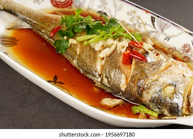 Steamed Chinese Dishes Large Yellow Croaker Stock Photo 1956697180 ...