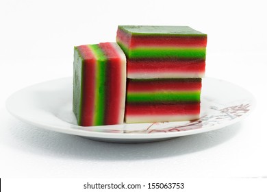 Steamed Colorful Layered Cake Also Known As Kuih Lapis.