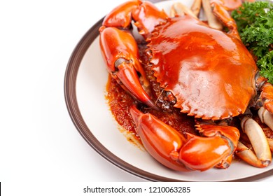 Steamed Crab On White Background.