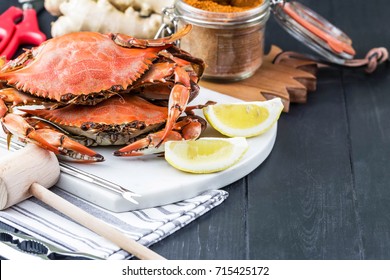 Steamed Crabs With Spices. Maryland Blue Crabs.