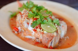 Steamed  Fish With Chili And  Lemon , Spicy  Food