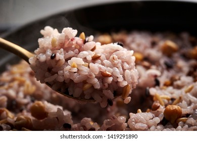 Steamed Multi Grain Rice With Spoon