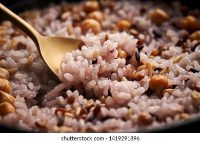 Steamed Multi Grain Rice With Spoon